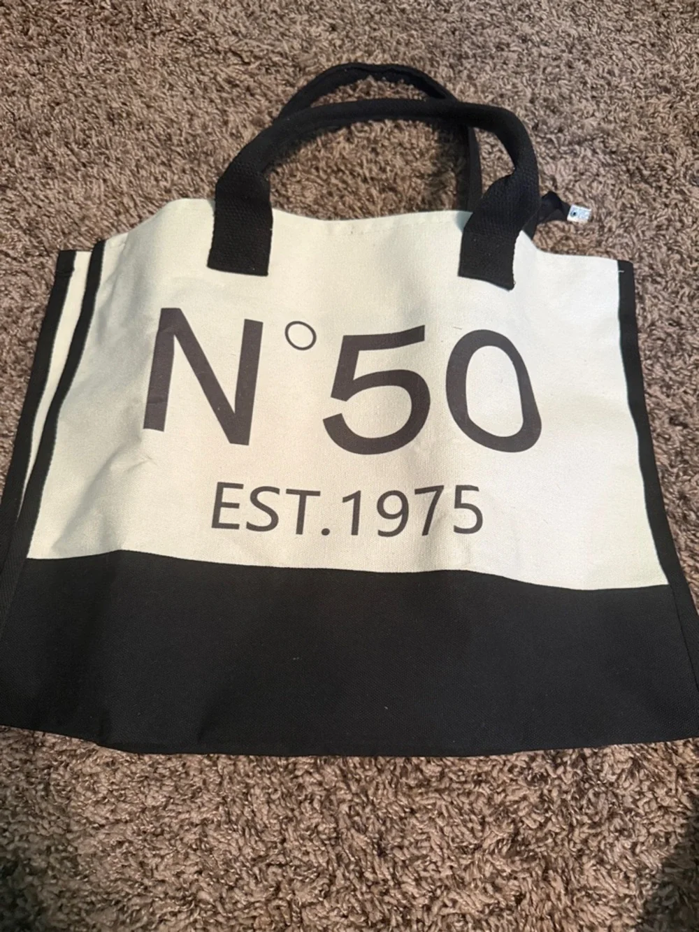 N°50 EST.1975 Canvas Tote & Pouch Set - Black & Cream